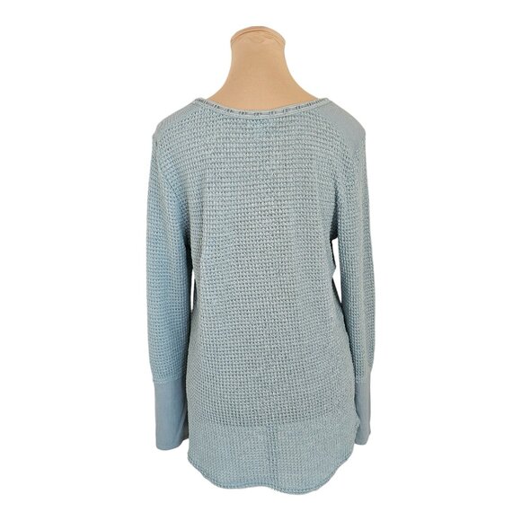 Sundance Light Blue Waffle Knit Long Sleeve Sz M - Picture 5 of 8